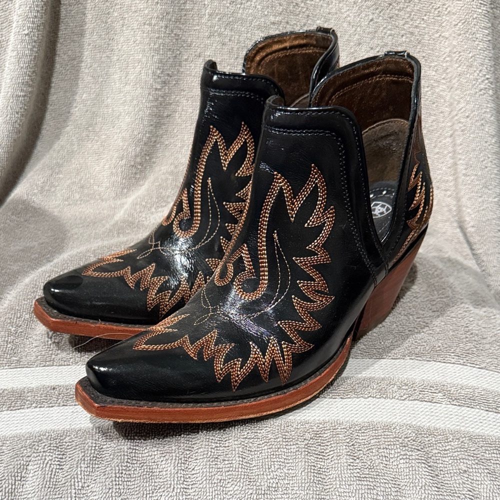 Ariat Black and Brown Embroidered Ankle Boots